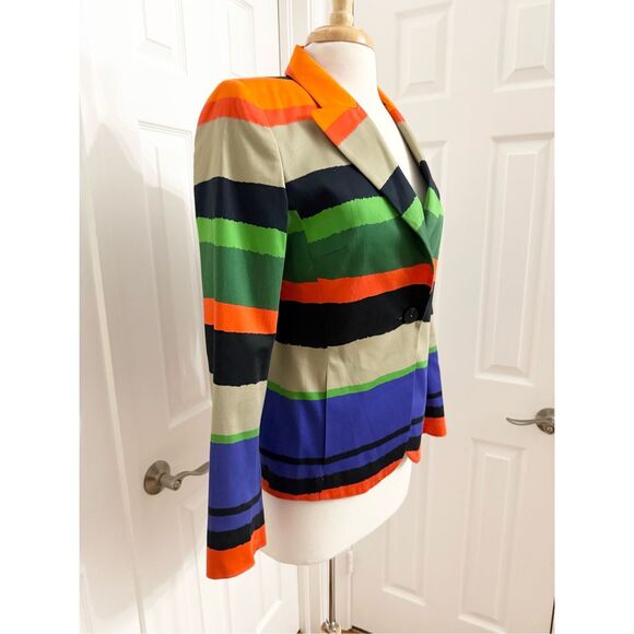 Escada Bozica Womens Open Miscellaneous One Button Stripe Blazer Small 36 - Picture 2 of 6